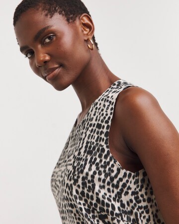 Printed Linen Sleeveless Shift Dress