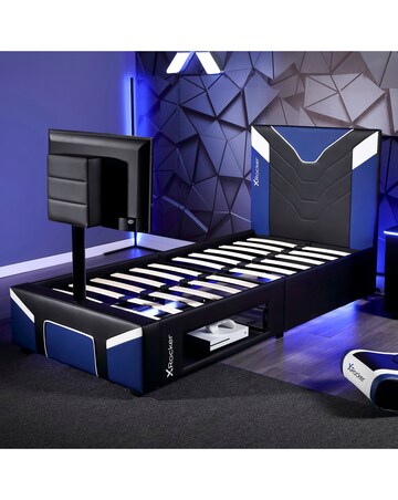 X Rocker Single Cerberus Twist TV Bed - Blue