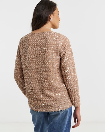Boucle Sequin Slash Neck Top