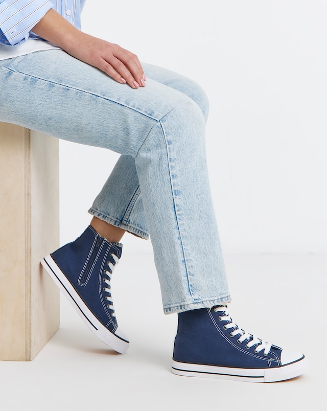 Nancy Hi Top Canvas Trainers - Extra Wide Fit (EEE)