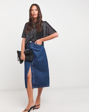 Black Crew Neck Angel Sleeve Glitter Knit Top