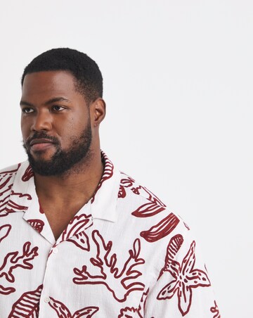 Jack & Jones Luke Textured Pattern Shirt - White/Red