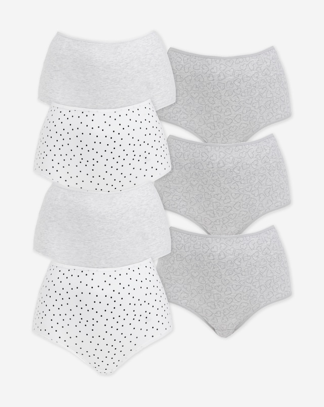 Pretty Secrets (7 Pack) Cotton Full Fit Brief Knickers Heart Print