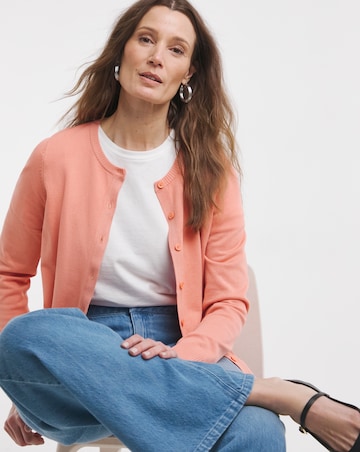 Coral Crew Neck Cardigan