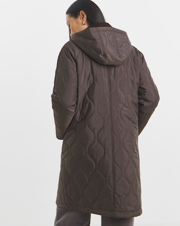 Chocolate Cord Collar Quilted Barn Coat
