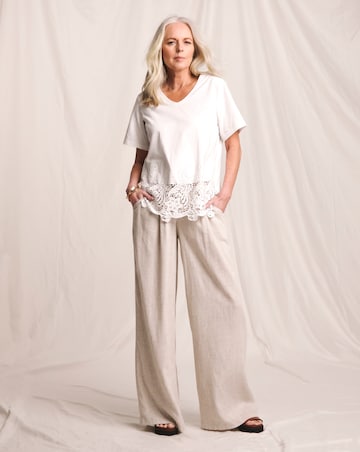 Julipa Crochet Pure Cotton Lace Hem T-Shirt