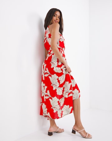 Floral Halter Neck Hi Lo Wrap Dress