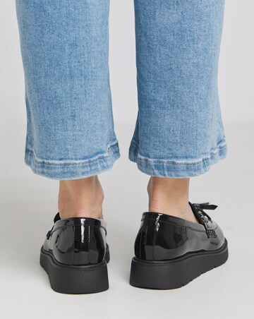 Heavenly Soles Skye Low Wedge Tassle Trim Loafer - Wide Fit (E)