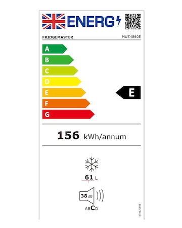 Fridgemaster MUZ4860E Under Counter Freezer - White E Rated 85 CM