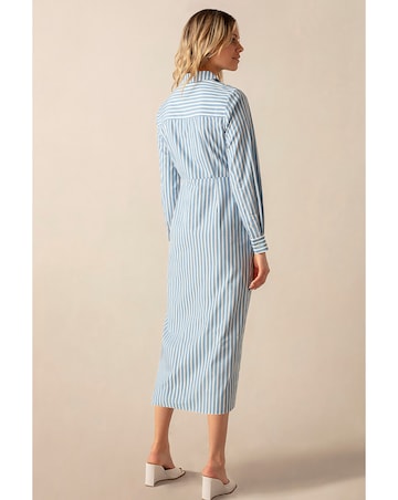 Ro&Zo Ruched Striped Shirt Dress