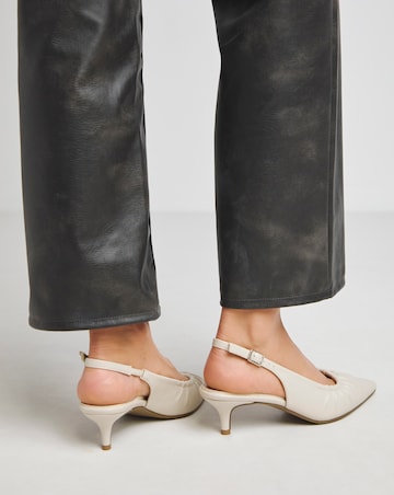 Tilda Ruched Front Kitten Heel Slingback Shoes - Wide Fit (E)