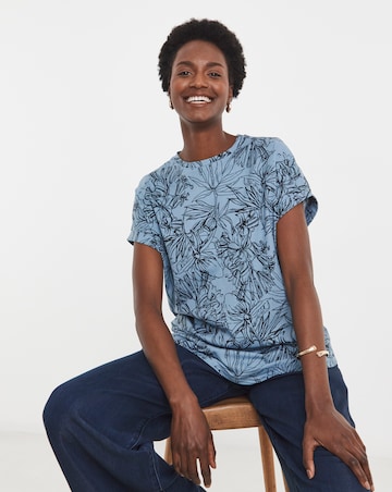 Pure Cotton Longline Short Sleeve Curved Hem Top