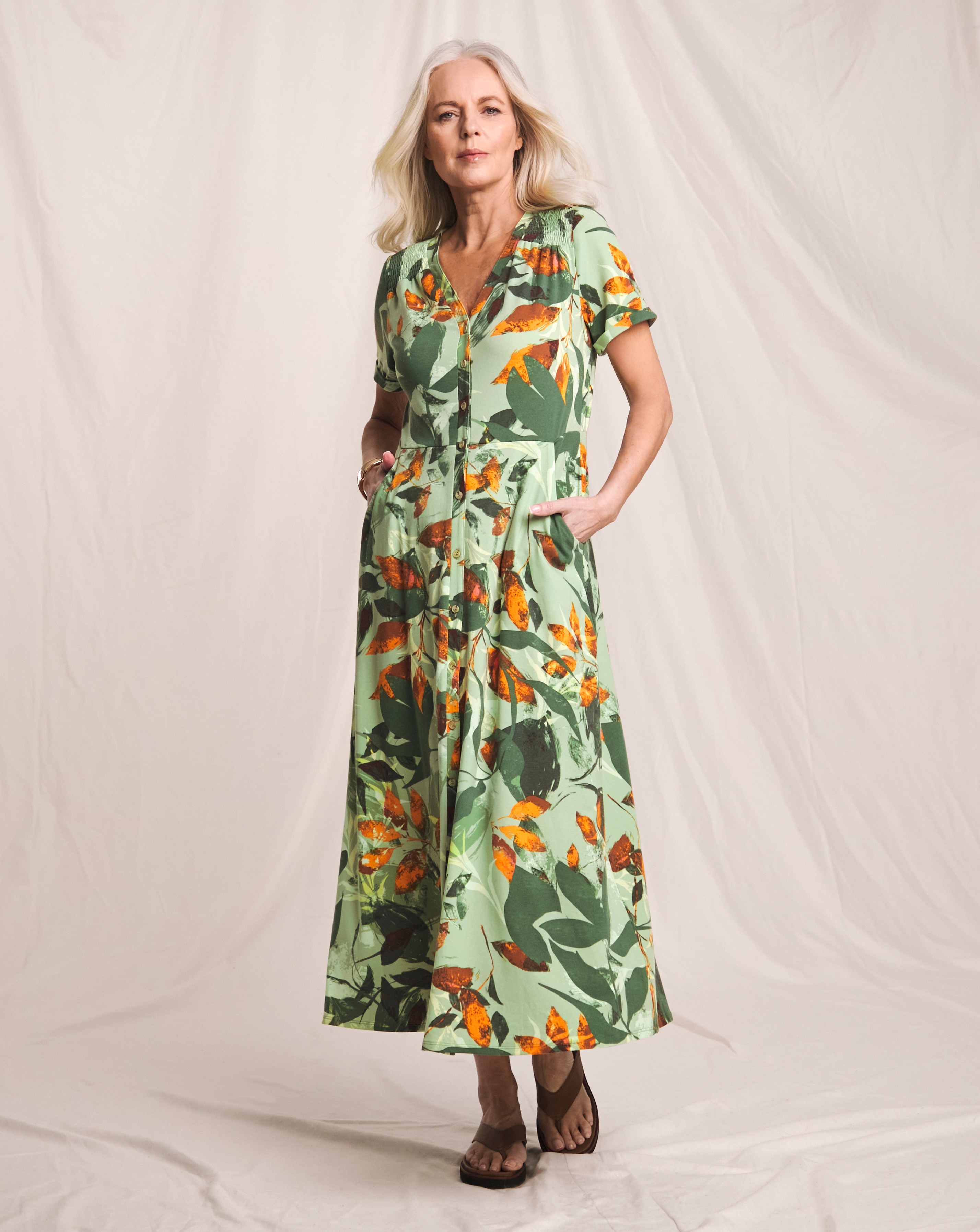 Julipa Shirred Shoulder Jersey Midi Dress