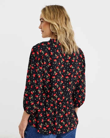 Shirred Button Through Top