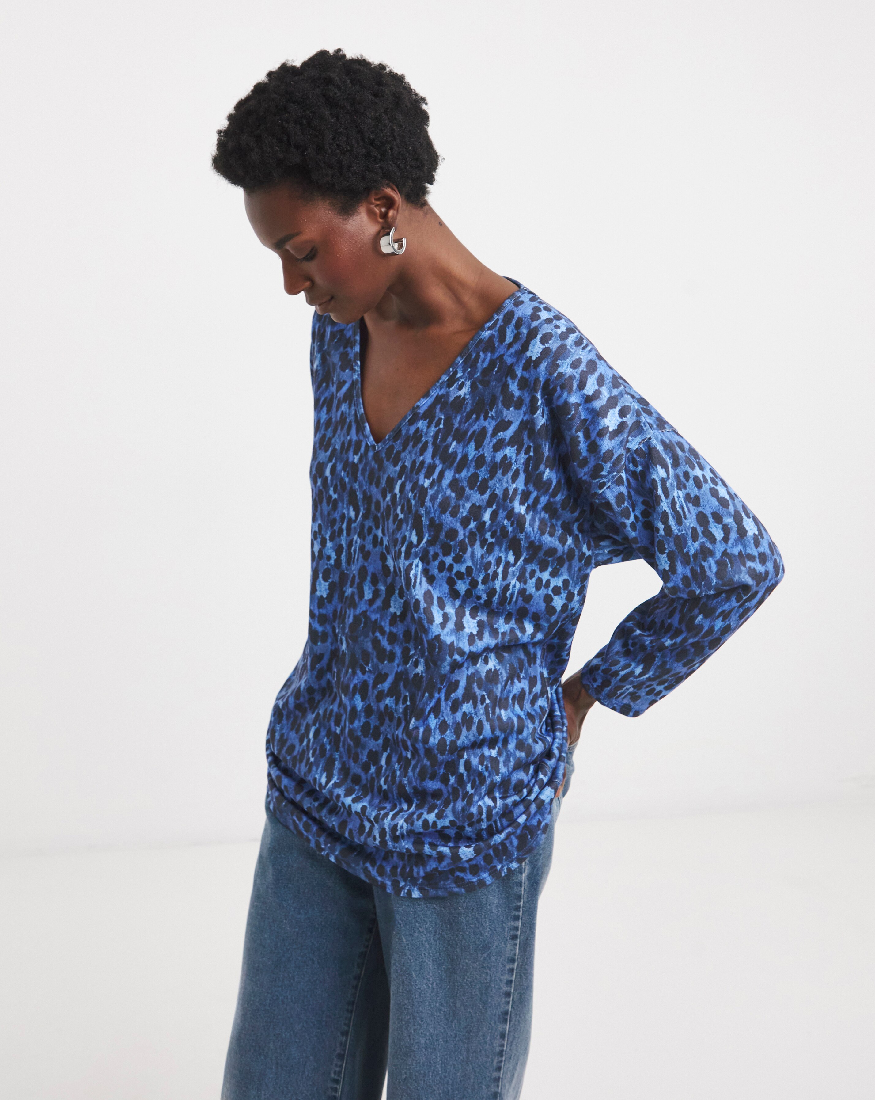 Soft Touch V Neck Longline Top