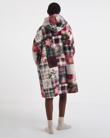 Joe Browns Christmas Patchwork Fleece Hooded Lounge Dress