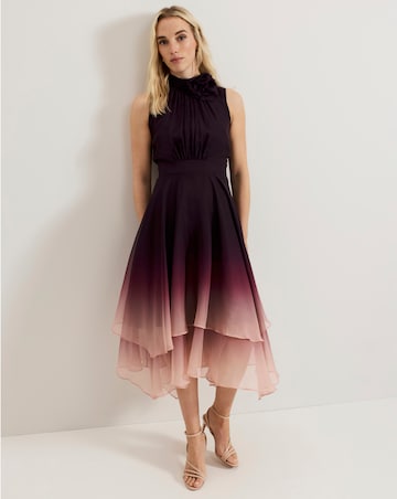 Phase Eight Maybel Ombre Corsage Chiffon Dress