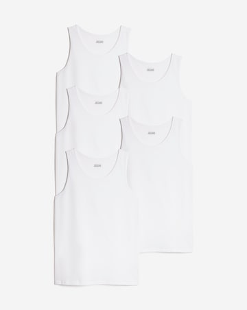 5 Pack Pure Cotton Vests- White