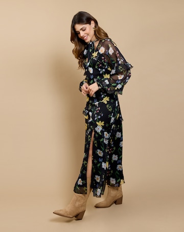 Little Mistress Floral Frill Midaxi Dress