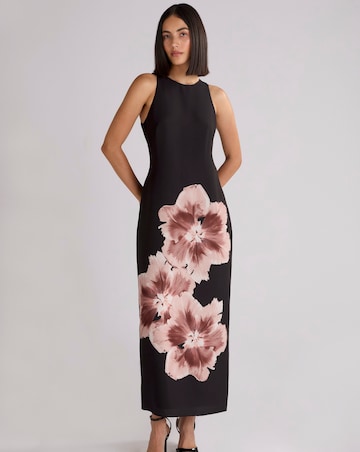 Ro&Zo Mono Floral Placement Print Racer Dress