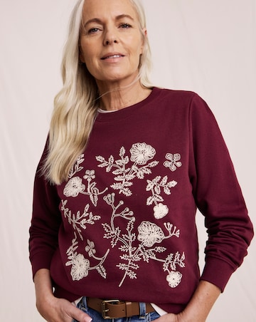 Julipa Pure Cotton Floral Embroidered Sweatshirt