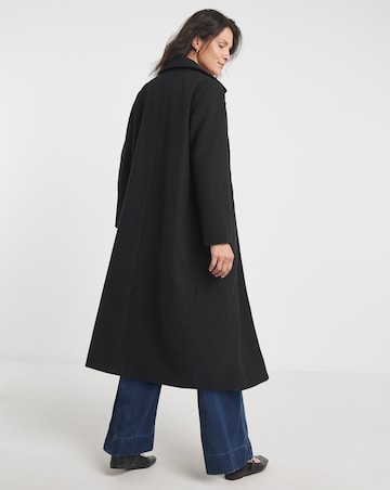 Black Single Breasted Longline Lined Coat