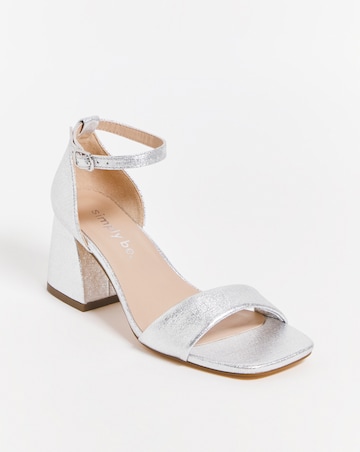 Rimona Metallic Barely There Block Heeled Sandals - Wide Fit (E)