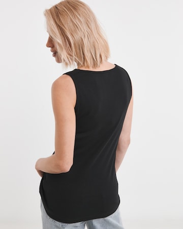 Pure Cotton Black V-Neck Lace Trim Vest