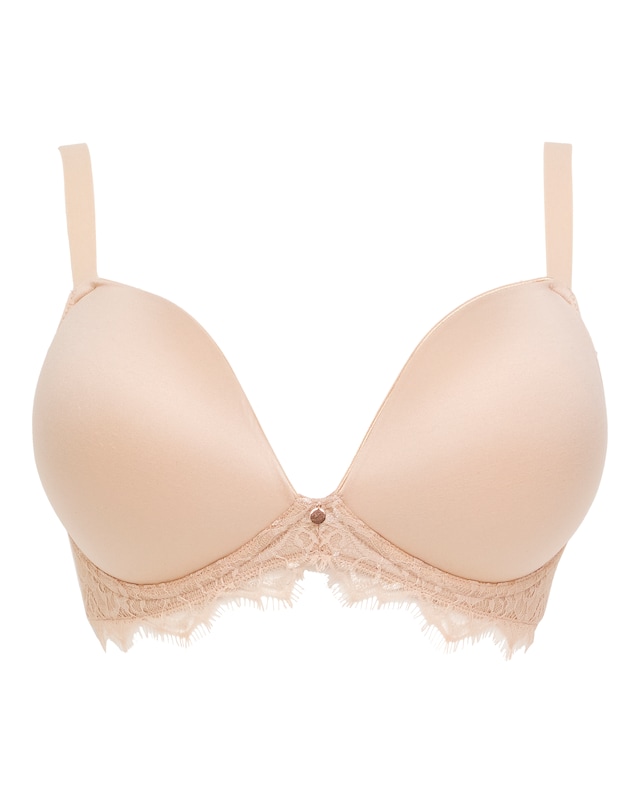 Figleaves  Smoothing Non Wired Bra With Lace Detail B-G - Latte