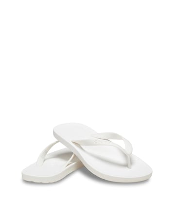 Crocs White Classic Toe Post Sandals -Standard Fit (D)