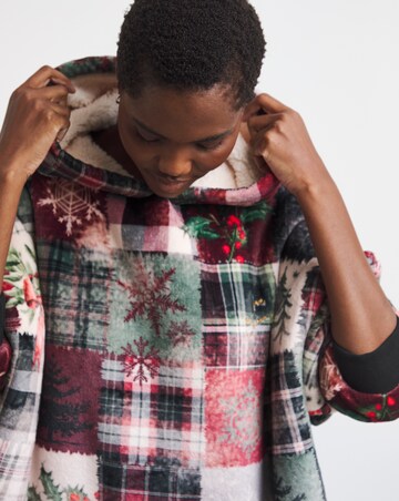 Joe Browns Christmas Patchwork Fleece Hooded Lounge Dress