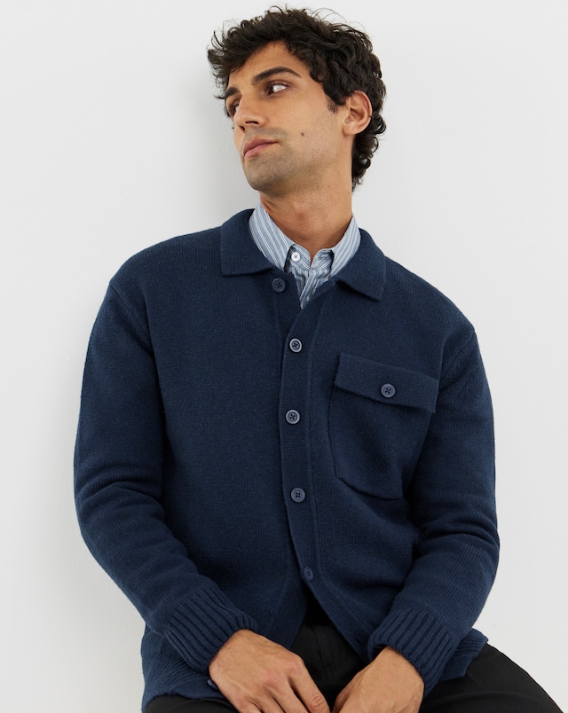 Wool Mix Button Through Knitted Shirt