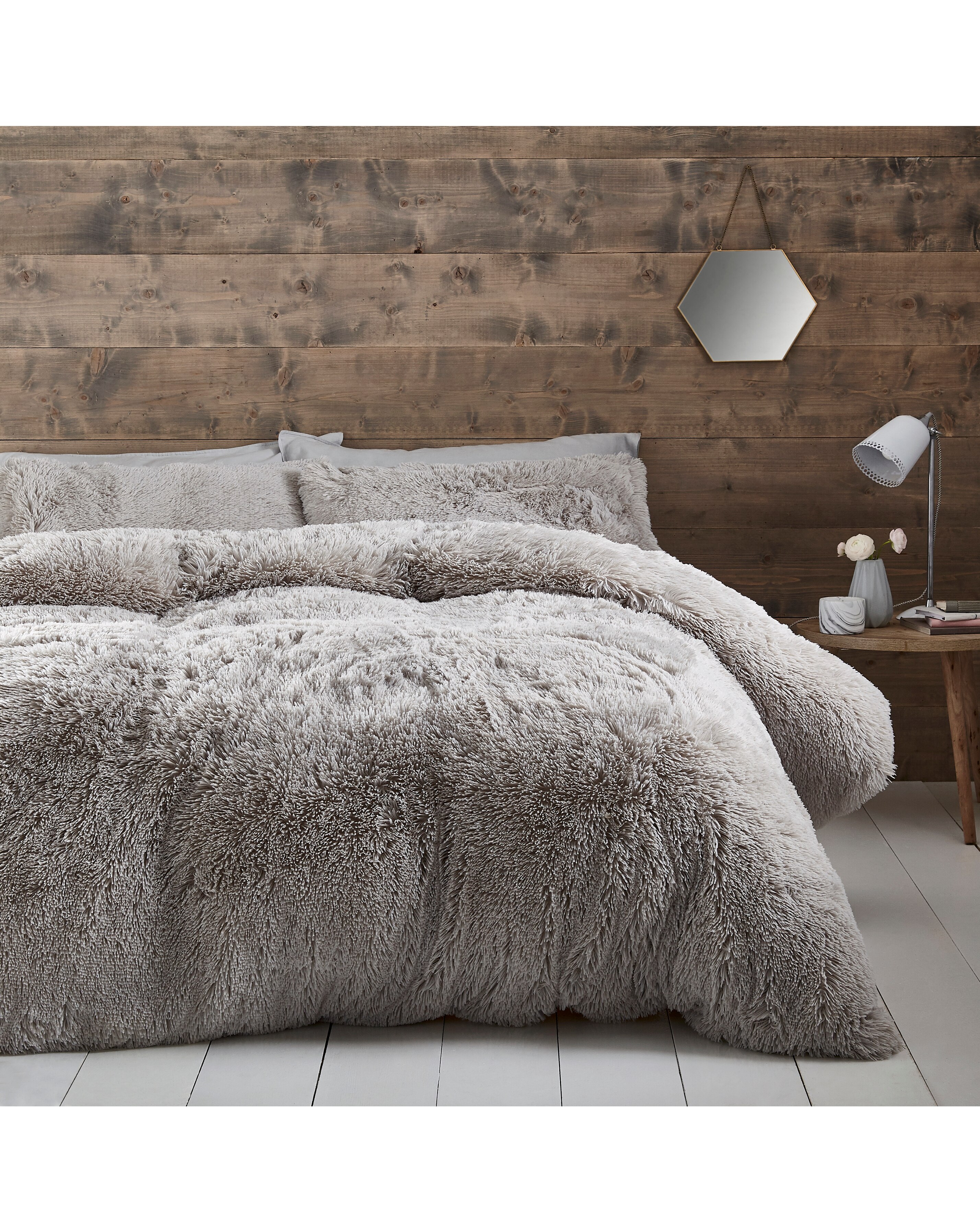 Catherine Lansfield Cuddly Duvet Set Silver