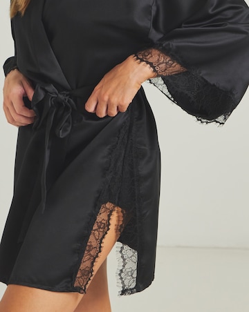 Ann Summers Cherryann Satin Lace Robe Black