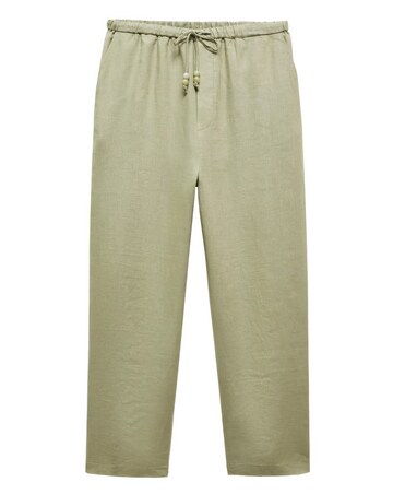 Mango Linen Tie Waist Beaded Trousers
