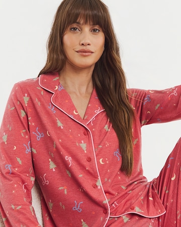 Pretty Lounge Vintage Christmas Print Revere Pyjama Set