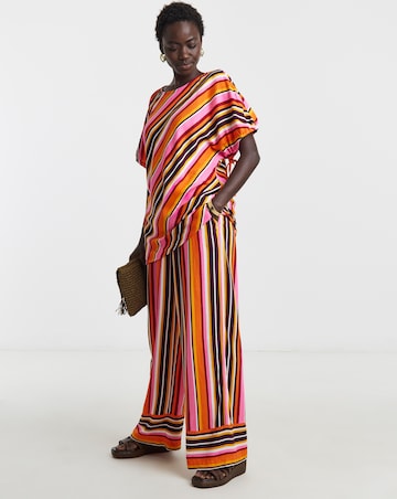 Linen Mix Wide Leg Trousers