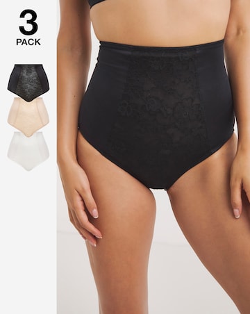 MAGISCULPT (3 Pack) Firm Control High Waist Tummy Control Knickers Blk/Wht/Alm