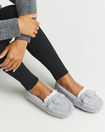 Judy Knitted Moccasin Slippers - Extra Wide Fit (EEE)