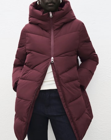 Mango Double Zip Hooded Puffer Coat