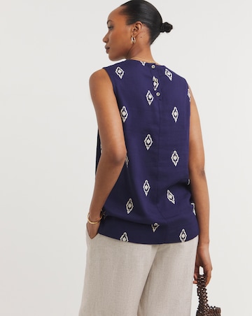 Sleeveless Linen Mix Shell Top