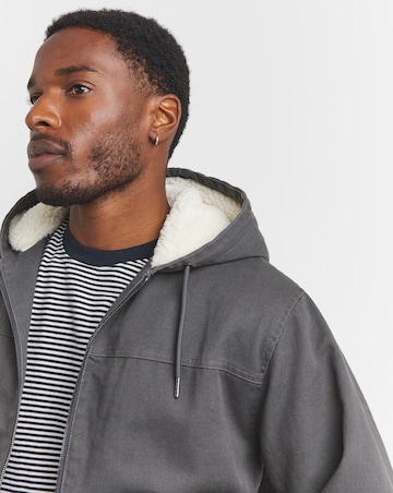 Charcoal Borg Lined Relaxed Fit Jacket