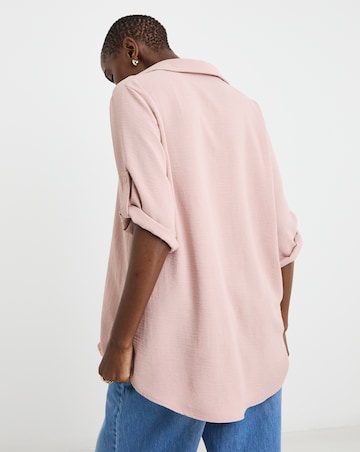 Textured Fabric Collar Utility Tunic Top