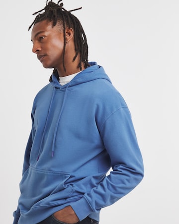 Garment Dyed Relax Fit Overhead Hoodie- Blue