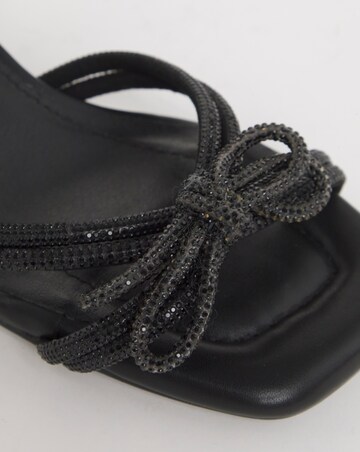 Cassia Diamante Bow Low Block Heel Sandals - Wide Fit (E)