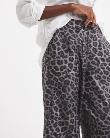 Grey Animal Textured Wide Leg Trouser