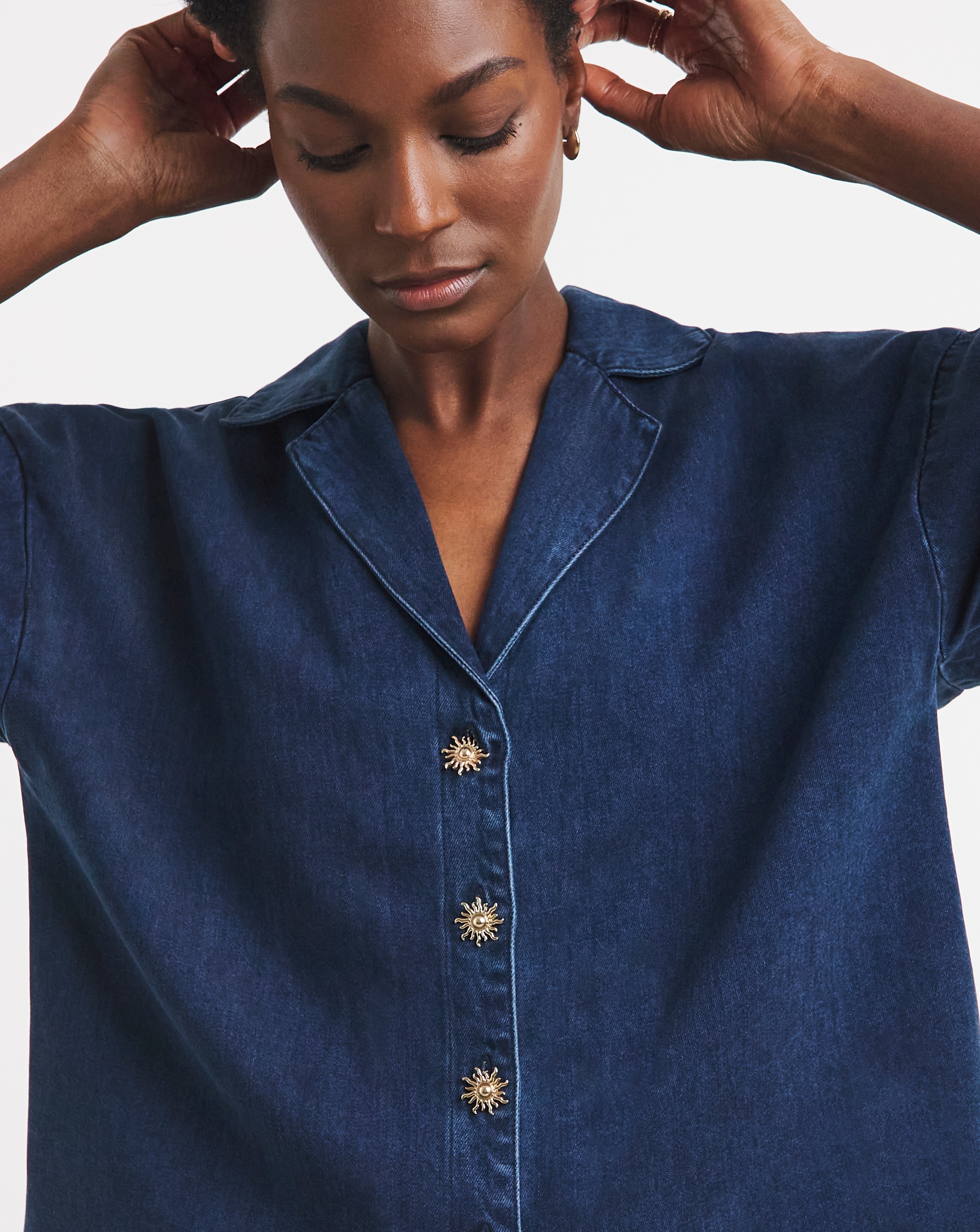 Blue Tencel™ Denim Short Sleeve Shirt | JD Williams