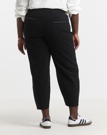 Simply Be Black Side Studded Barrel Leg Jeans