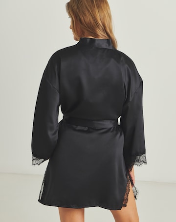 Ann Summers Cherryann Satin Lace Robe Black