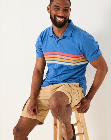 FatFace Chest Stripe Short Sleeve Polo - Blue